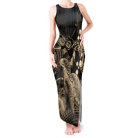 Gold Aloha Hawaii Tank Maxi Dress Snorkeling With Sea Turtle Polynesian Pattern LT14 Women Gold - Polynesian Pride