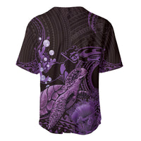 Purple Aloha Hawaii Baseball Jersey Snorkeling With Sea Turtle Polynesian Pattern