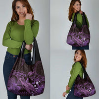 Purple Aloha Hawaii Grocery Bag Snorkeling With Sea Turtle Polynesian Pattern LT14 - Polynesian Pride