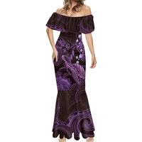 Purple Aloha Hawaii Mermaid Dress Snorkeling With Sea Turtle Polynesian Pattern LT14 - Polynesian Pride