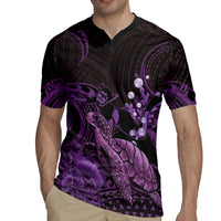 Purple Aloha Hawaii Rugby Jersey Snorkeling With Sea Turtle Polynesian Pattern