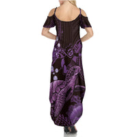 Purple Aloha Hawaii Summer Maxi Dress Snorkeling With Sea Turtle Polynesian Pattern LT14 - Polynesian Pride