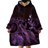 Purple Aloha Hawaii Wearable Blanket Hoodie Snorkeling With Sea Turtle Polynesian Pattern LT14 - Polynesian Pride