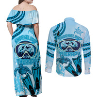 Hawaii Sea Turtle Snorkeling Is My Therapy Couples Matching Off Shoulder Maxi Dress and Long Sleeve Button Shirt LT14 - Polynesian Pride