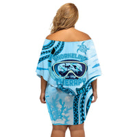 Hawaii Sea Turtle Snorkeling Is My Therapy Off Shoulder Short Dress LT14 - Polynesian Pride