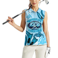 Hawaii Sea Turtle Snorkeling Is My Therapy Women Sleeveless Polo Shirt