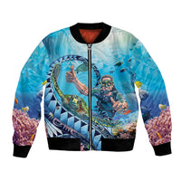 Hawaii Snorkeling Honu Turtle Bomber Jacket Under The Ocean Vibes LT14 Unisex Blue - Polynesian Pride