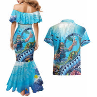Hawaii Snorkeling Honu Turtle Couples Matching Mermaid Dress and Hawaiian Shirt Under The Ocean Vibes LT14 - Polynesian Pride