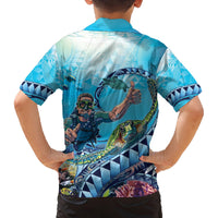 Hawaii Snorkeling Honu Turtle Family Matching Puletasi and Hawaiian Shirt Under The Ocean Vibes LT14 - Polynesian Pride