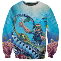 Hawaii Snorkeling Honu Turtle Sweatshirt Under The Ocean Vibes LT14 Unisex Blue - Polynesian Pride