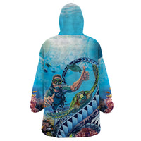 Hawaii Snorkeling Honu Turtle Wearable Blanket Hoodie Under The Ocean Vibes LT14 - Polynesian Pride