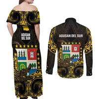 Agusan del Sur Philippines Couples Matching Off Shoulder Maxi Dress and Long Sleeve Button Shirt Habagatang Agusan Lolong