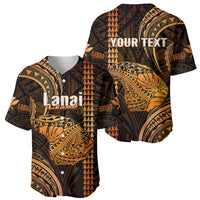 Personalised Hawaiian Islands Baseball Jersey Lani Map Gold Kanaka With Kakau LT14 - Polynesian Pride