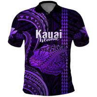 Polynesian Pride Hawaiian Islands Polo Shirt Kauai Map Purple Kanaka With Kakau LT14 Purple - Polynesian Pride