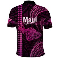 Polynesian Pride Hawaiian Islands Polo Shirt Maui Map Pink Kanaka With Kakau LT14 - Polynesian Pride