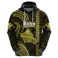 Custom Hawaiian Islands Hoodie Oahu Map Yellow Kanaka With Kakau LT14 - Polynesian Pride