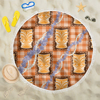 Aloha Hawaii Tiki Palaka Motifs Beach Blanket Honohono Lei Orange Elegant Vibes LT14 One Size 150cm Orange - Polynesian Pride