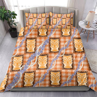 Aloha Hawaii Tiki Palaka Motifs Bedding Set Honohono Lei Orange Elegant Vibes LT14 - Polynesian Pride