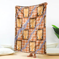 Aloha Hawaii Tiki Palaka Motifs Blanket Honohono Lei Orange Elegant Vibes LT14 - Polynesian Pride