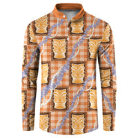 Aloha Hawaii Tiki Palaka Motifs Button Sweatshirt Honohono Lei Orange Elegant Vibes LT14 Orange - Polynesian Pride