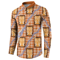 Aloha Hawaii Tiki Palaka Motifs Button Sweatshirt Honohono Lei Orange Elegant Vibes LT14 - Polynesian Pride