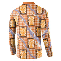 Aloha Hawaii Tiki Palaka Motifs Button Sweatshirt Honohono Lei Orange Elegant Vibes LT14 - Polynesian Pride