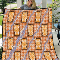 Aloha Hawaii Tiki Palaka Motifs Quilt Honohono Lei Orange Elegant Vibes LT14 Orange - Polynesian Pride