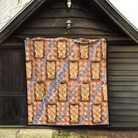 Aloha Hawaii Tiki Palaka Motifs Quilt Honohono Lei Orange Elegant Vibes LT14 - Polynesian Pride