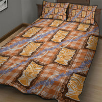 Aloha Hawaii Tiki Palaka Motifs Quilt Bed Set Honohono Lei Orange Elegant Vibes LT14 - Polynesian Pride