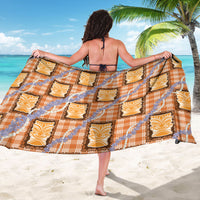 Aloha Hawaii Tiki Palaka Motifs Sarong Honohono Lei Orange Elegant Vibes LT14 - Polynesian Pride