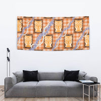 Aloha Hawaii Tiki Palaka Motifs Tapestry Honohono Lei Orange Elegant Vibes LT14 - Polynesian Pride
