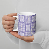 Aloha Hawaii Tiki Palaka Motifs Ceramic Mug Honohono Lei Purple Elegant Vibes LT14 - Polynesian Pride