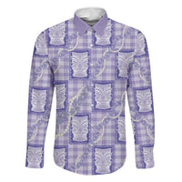 Aloha Hawaii Tiki Palaka Motifs Family Matching Summer Maxi Dress and Hawaiian Shirt Honohono Lei Purple Elegant Vibes