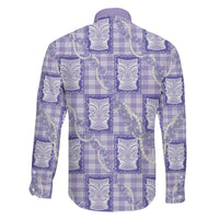 Aloha Hawaii Tiki Palaka Motifs Family Matching Tank Maxi Dress and Hawaiian Shirt Honohono Lei Purple Elegant Vibes