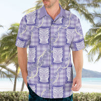 Aloha Hawaii Tiki Palaka Motifs Hawaiian Shirt Honohono Lei Purple Elegant Vibes