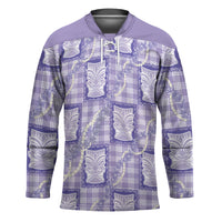 Aloha Hawaii Tiki Palaka Motifs Hockey Jersey Honohono Lei Purple Elegant Vibes