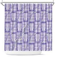 Aloha Hawaii Tiki Palaka Motifs Shower Curtain Honohono Lei Purple Elegant Vibes