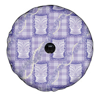 Aloha Hawaii Tiki Palaka Motifs Spare Tire Cover Honohono Lei Purple Elegant Vibes