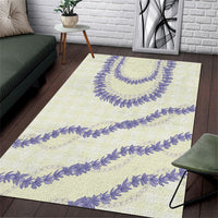 Hawaii Honohono Palaka Motifs Area Rug Hawaiian Orchid Lei LT14 Cream - Polynesian Pride
