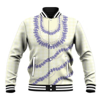 Hawaii Honohono Palaka Motifs Baseball Jacket Hawaiian Orchid Lei LT14 Unisex Cream - Polynesian Pride