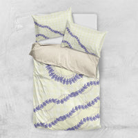 Hawaii Honohono Palaka Motifs Bedding Set Hawaiian Orchid Lei LT14 US Twin 172cm x 218cm Cream - Polynesian Pride