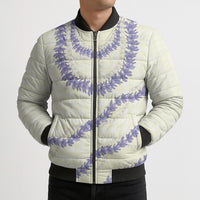 Hawaii Honohono Palaka Motifs Bomber Puffer Jacket Hawaiian Orchid Lei LT14 - Polynesian Pride