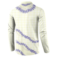 Hawaii Honohono Palaka Motifs Button Sweatshirt Hawaiian Orchid Lei LT14 - Polynesian Pride