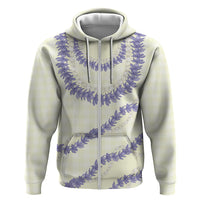 Hawaii Honohono Palaka Motifs Hoodie Hawaiian Orchid Lei LT14 Zip Hoodie Cream - Polynesian Pride