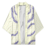 Hawaii Honohono Palaka Motifs Kimono Hawaiian Orchid Lei LT14 Unisex Cream - Polynesian Pride