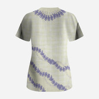Hawaii Honohono Palaka Motifs Scrub Top Hawaiian Orchid Lei LT14 - Polynesian Pride