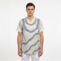 Hawaii Honohono Palaka Motifs Scrub Top Hawaiian Orchid Lei LT14 - Polynesian Pride