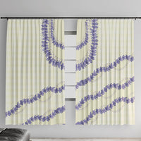 Hawaii Honohono Palaka Motifs Window Curtain Hawaiian Orchid Lei LT14 With Hooks Cream - Polynesian Pride