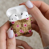Beige Hawaii Hibiscus With Tropical Flowers Motifs AirPods Case LT14 - Polynesian Pride