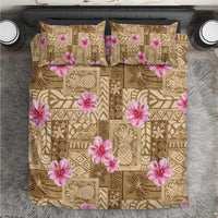 Beige Hawaii Hibiscus With Tropical Flowers Motifs Bedding Set - Polynesian Pride